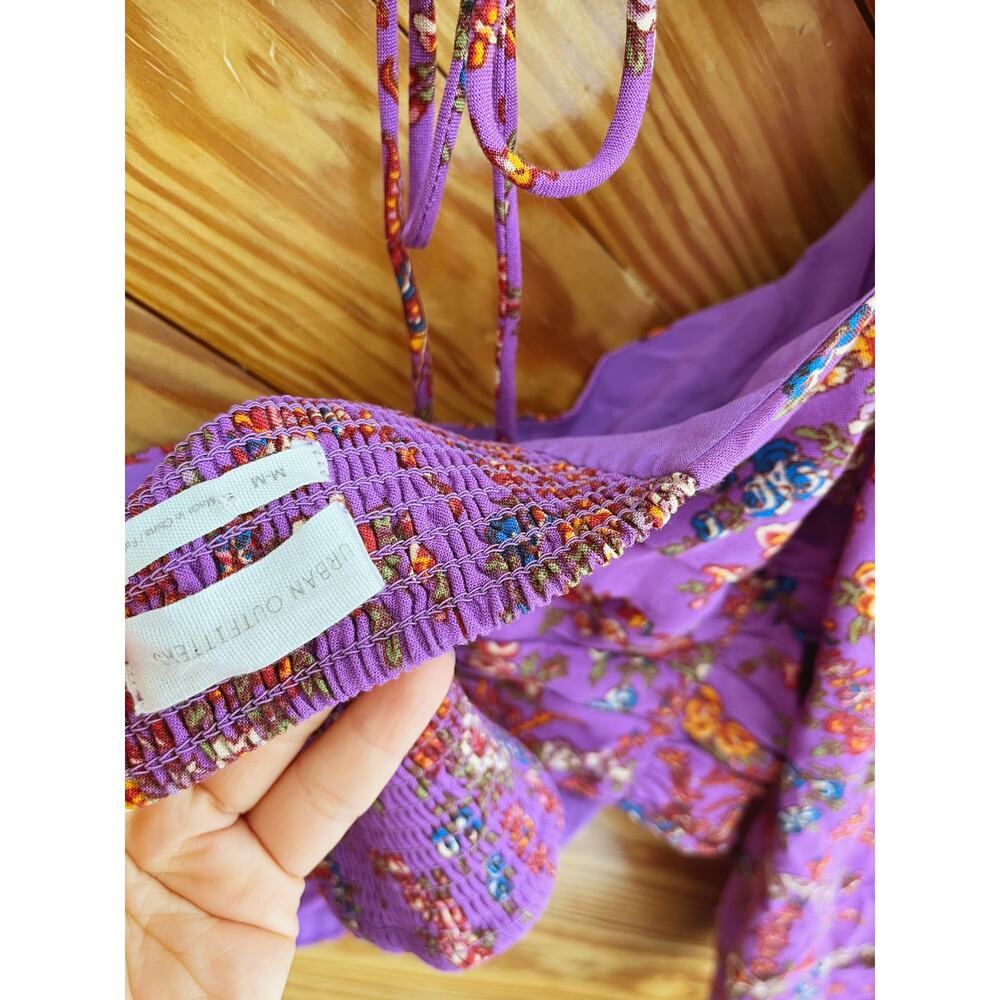 Urban Outfitters Bambi Purple Floral Crop Long Sleeve Top - Picture 6 of 8